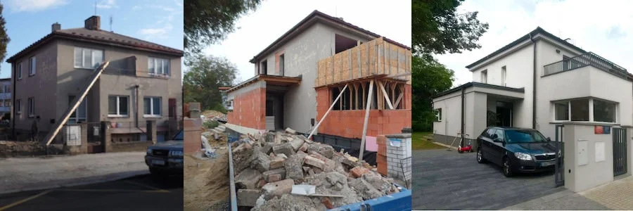 rekonstrukce domu před a po